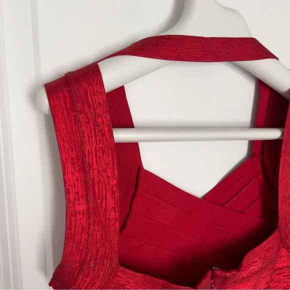 Herve Leger Red Mini Dress - Picture 7 of 10